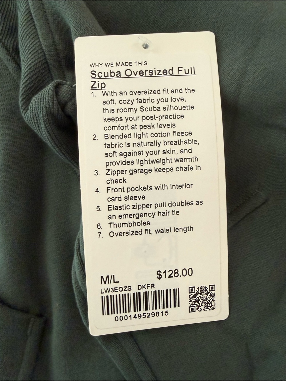 NWT Lululemon Scuba Full-Zip Hoodie M/L Dark Forest - Picture 2 of 4